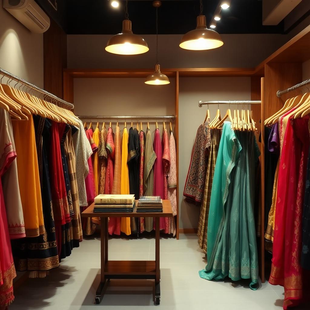 তাঁতিয়ানা শোরুমের ভেতরের দৃশ্য